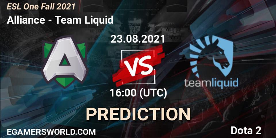Alliance vs Team Liquid: Betting TIp, Match Prediction. 24.08.21. Dota 2, ESL One Fall 2021