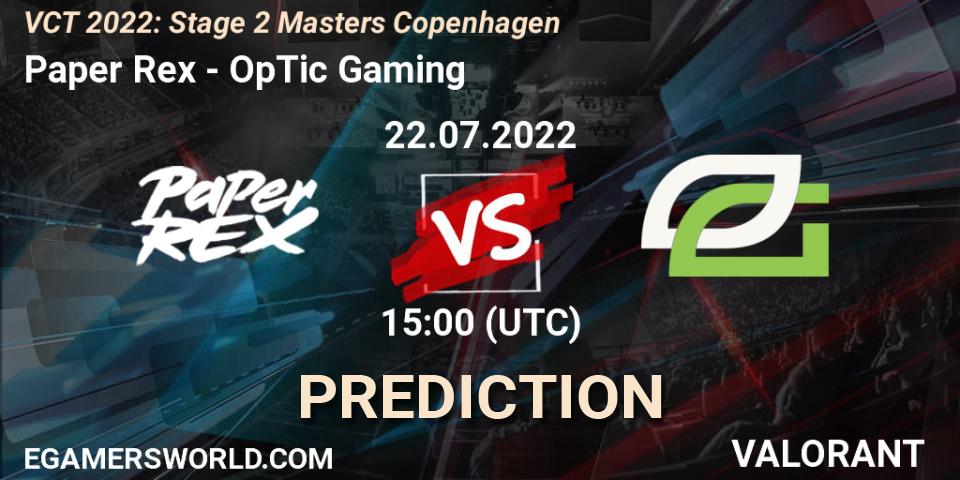 Paper Rex vs OpTic Gaming: Betting TIp, Match Prediction. 22.07.22. VALORANT, VCT 2022: Stage 2 Masters Copenhagen