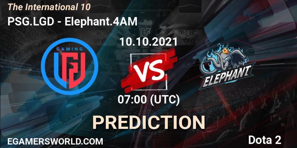 PSG.LGD vs Elephant.4AM: Betting TIp, Match Prediction. 10.10.2021 at 07:00. Dota 2, The Internationa 2021