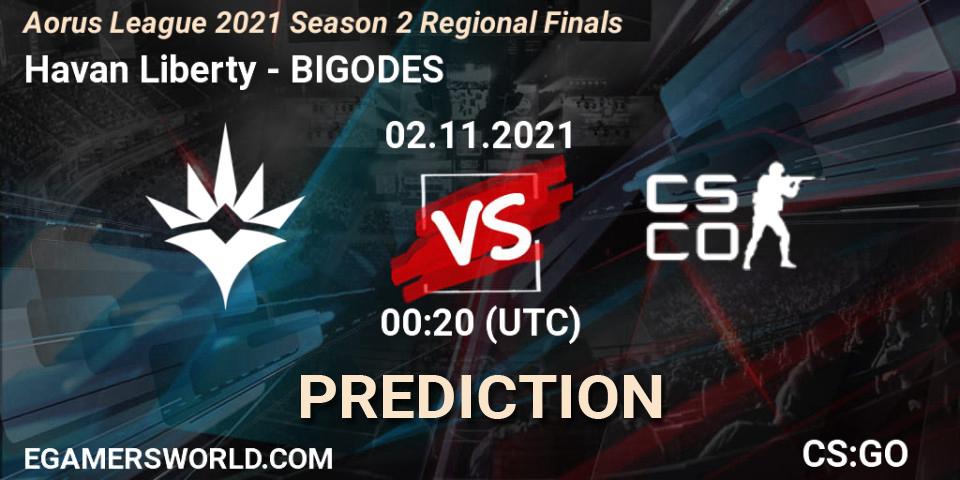 Havan Liberty vs BIGODES: Betting TIp, Match Prediction. 02.11.2021 at 00:10. Counter-Strike (CS2), Aorus League 2021 Season 2 Regional Finals