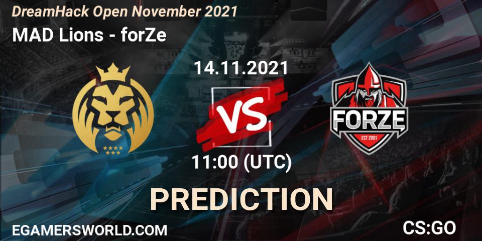 MAD Lions vs forZe: Betting TIp, Match Prediction. 14.11.2021 at 11:00. Counter-Strike (CS2), DreamHack Open November 2021