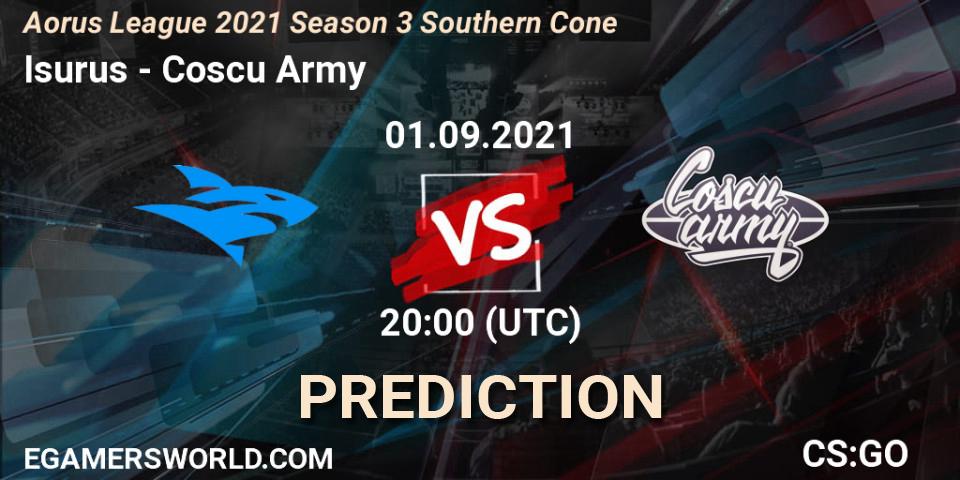 Isurus vs Coscu Army: Betting TIp, Match Prediction. 01.09.2021 at 20:10. Counter-Strike (CS2), Aorus League 2021 Season 3 Southern Cone