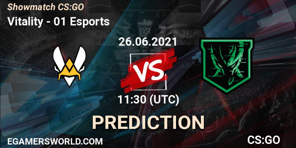 Vitality vs 01 Esports: Betting TIp, Match Prediction. 26.06.2021 at 11:30. Counter-Strike (CS2), Showmatch CS:GO