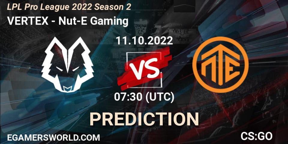 VERTEX vs Nut-E Gaming: Betting TIp, Match Prediction. 11.10.22. CS2 (CS:GO), LPL Pro League 2022 Season 2