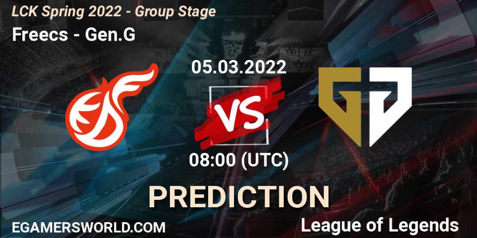 Freecs vs Gen.G: Betting TIp, Match Prediction. 05.03.2022 at 08:00. LoL, LCK Spring 2022 - Group Stage