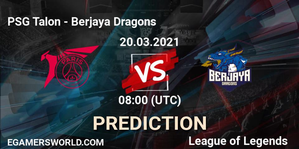 PSG Talon vs Berjaya Dragons: Betting TIp, Match Prediction. 20.03.2021 at 09:30. LoL, PCS Spring 2021 - Group Stage