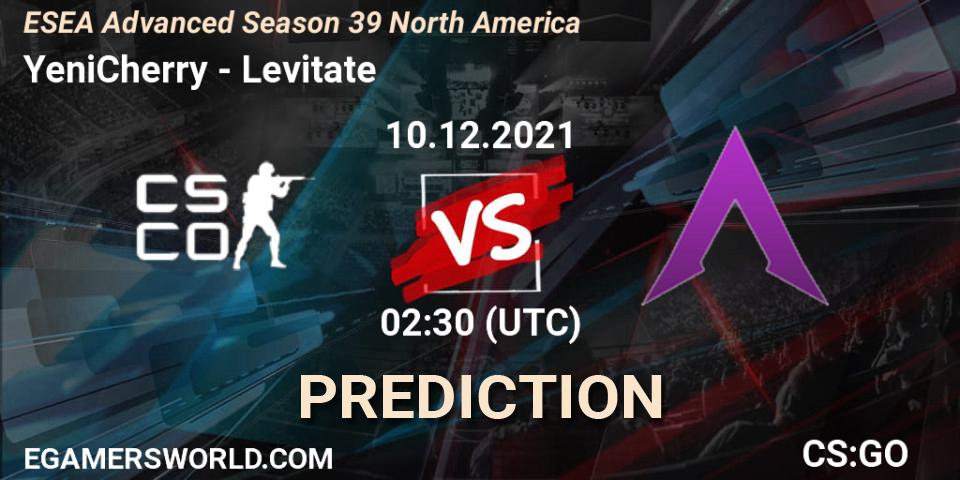 YeniCherry vs Levitate Esports: Betting TIp, Match Prediction. 10.12.2021 at 02:30. Counter-Strike (CS2), ESEA Advanced Season 39 North America