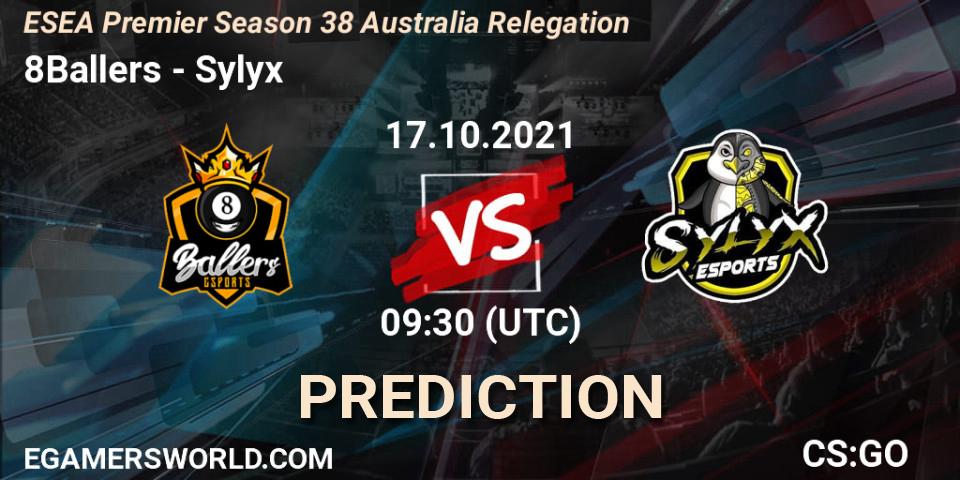 8Ballers vs Sylyx: Betting TIp, Match Prediction. 17.10.21. CS2 (CS:GO), ESEA Premier Season 38 Australia Relegation