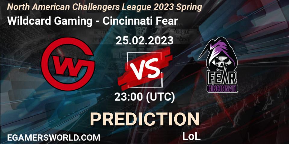 Wildcard Gaming vs Cincinnati Fear: Betting TIp, Match Prediction. 25.02.2023 at 23:00. LoL, NACL 2023 Spring - Group Stage