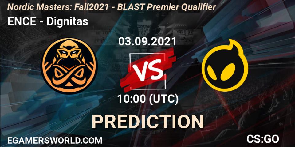 ENCE vs Dignitas: Betting TIp, Match Prediction. 03.09.2021 at 10:05. Counter-Strike (CS2), Nordic Masters: Fall 2021 - BLAST Premier Qualifier
