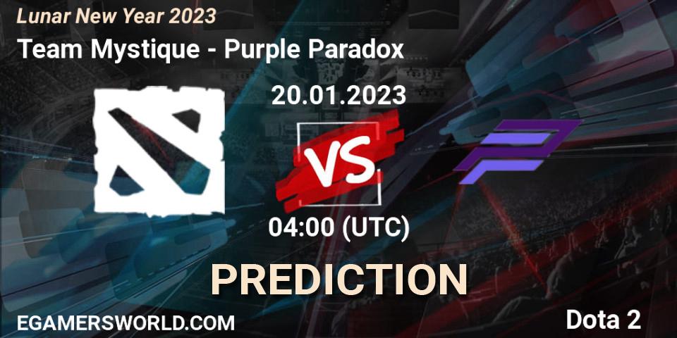 Team Mystique vs Purple Paradox: Betting TIp, Match Prediction. 20.01.23. Dota 2, Lunar New Year 2023