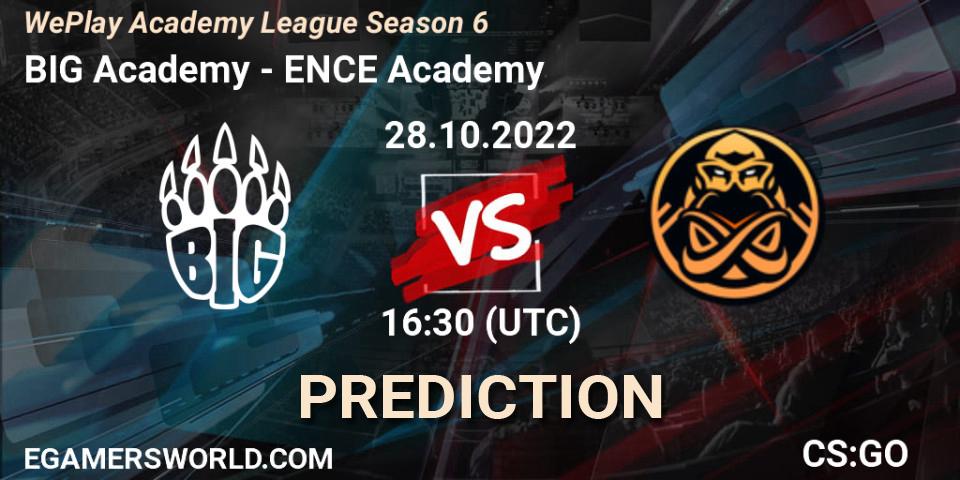 BIG Academy vs ENCE Academy: Betting TIp, Match Prediction. 24.10.2022 at 18:50. Counter-Strike (CS2), WePlay Academy League Season 6