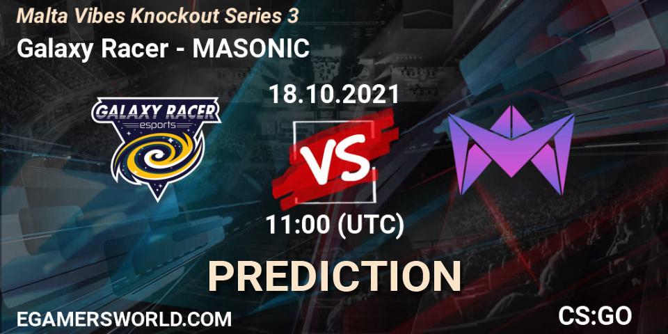 Galaxy Racer vs MASONIC: Betting TIp, Match Prediction. 18.10.2021 at 11:00. Counter-Strike (CS2), Malta Vibes Knockout Series 3
