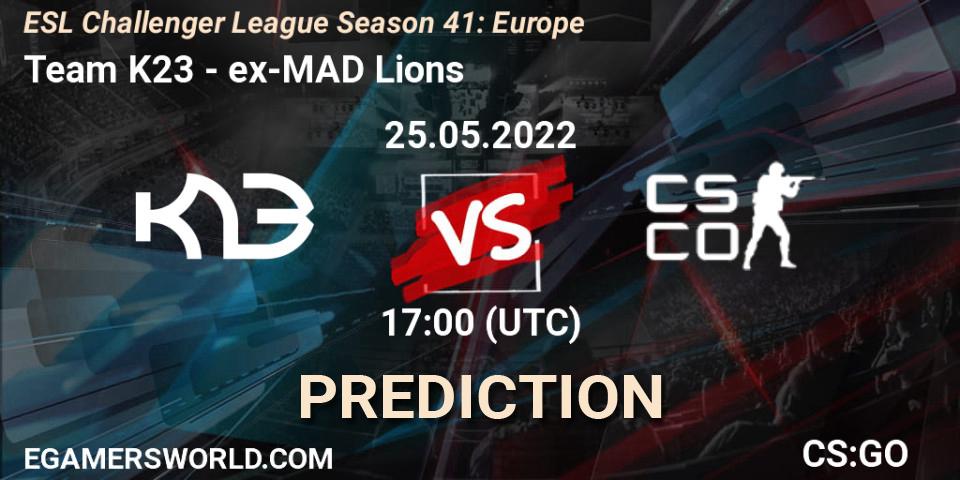 Team K23 vs ex-MAD Lions: Betting TIp, Match Prediction. 28.05.2022 at 17:00. Counter-Strike (CS2), ESL Challenger League Season 41: Europe