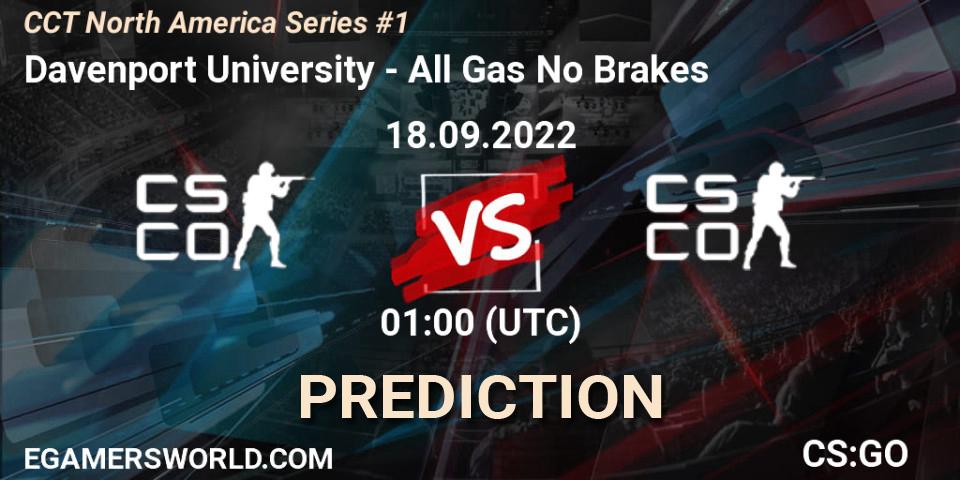 Davenport University vs All Gas No Brakes: Betting TIp, Match Prediction. 18.09.22. CS2 (CS:GO), CCT North America Series #1