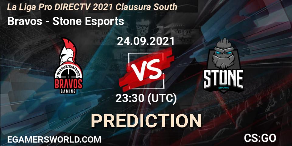 Bravos vs Stone Esports: Betting TIp, Match Prediction. 24.09.2021 at 23:30. Counter-Strike (CS2), La Liga Season 4: Sur Pro Division - Clausura