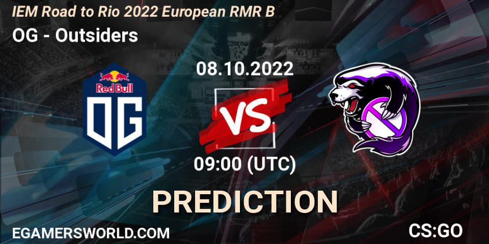 OG vs Outsiders: Betting TIp, Match Prediction. 08.10.2022 at 09:00. Counter-Strike (CS2), IEM Road to Rio 2022 European RMR B