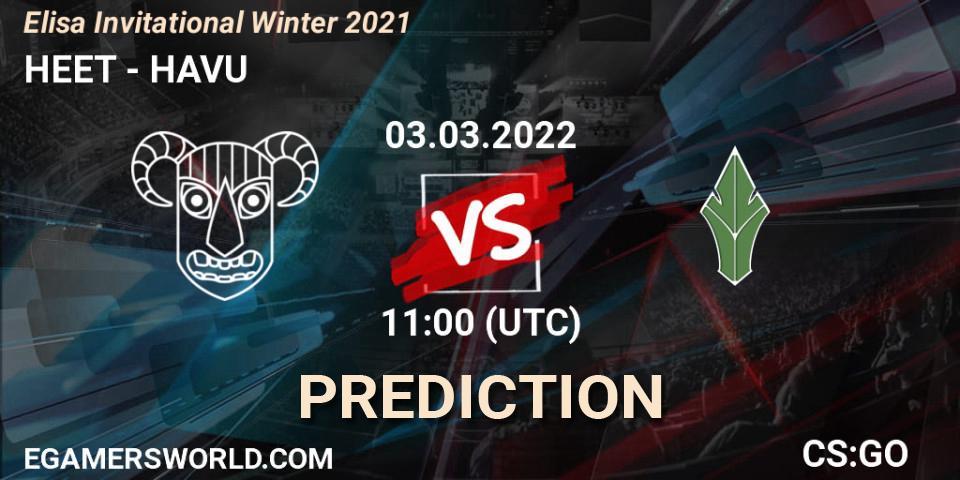 HEET vs HAVU: Betting TIp, Match Prediction. 03.03.2022 at 11:00. Counter-Strike (CS2), Elisa Invitational Winter 2021