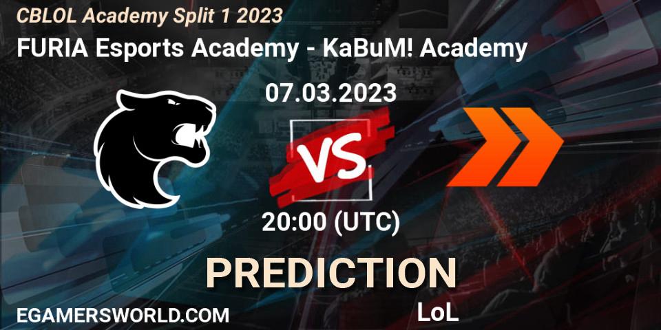 FURIA Esports Academy vs KaBuM! Academy: Betting TIp, Match Prediction. 07.03.2023 at 20:00. LoL, CBLOL Academy Split 1 2023