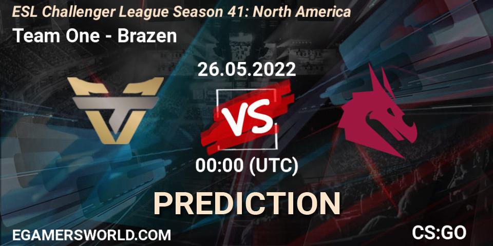 Team One vs Brazen: Betting TIp, Match Prediction. 26.05.2022 at 00:00. Counter-Strike (CS2), ESL Challenger League Season 41: North America