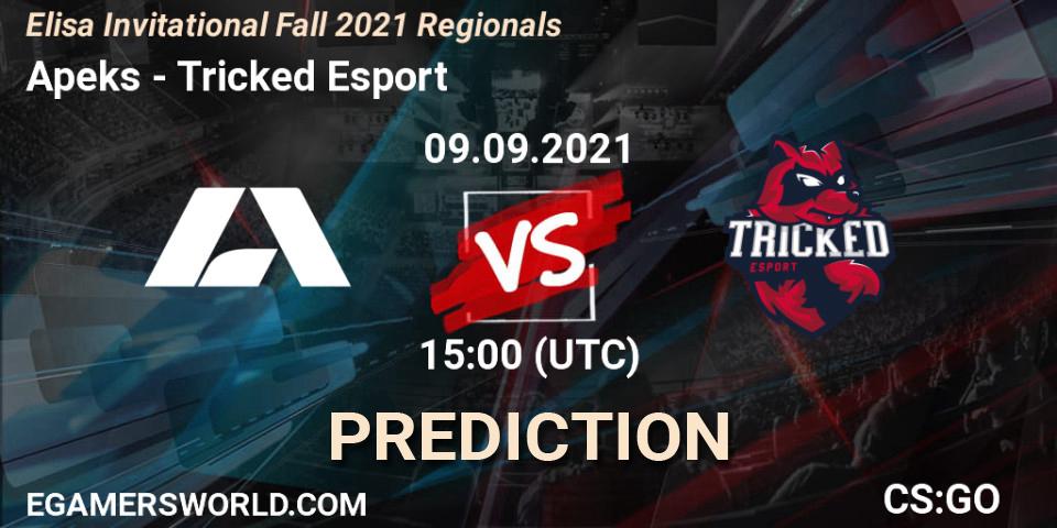 Apeks vs Tricked Esport: Betting TIp, Match Prediction. 09.09.2021 at 15:30. Counter-Strike (CS2), Elisa Invitational Fall 2021 Regionals