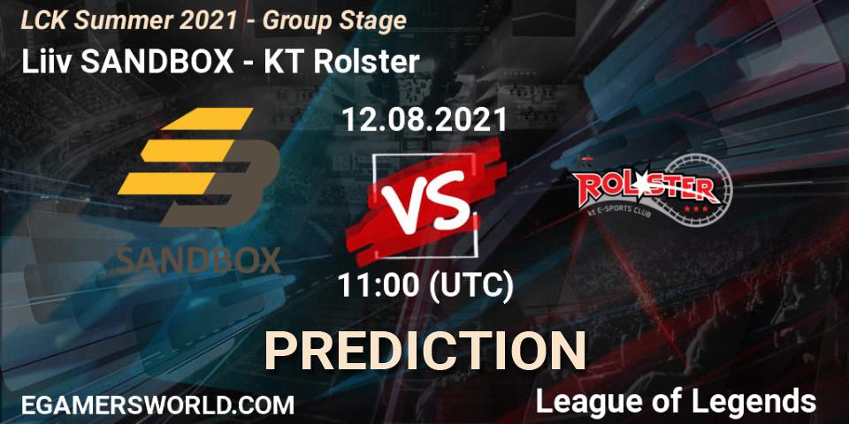 Liiv SANDBOX vs KT Rolster: Betting TIp, Match Prediction. 12.08.2021 at 11:00. LoL, LCK Summer 2021 - Group Stage