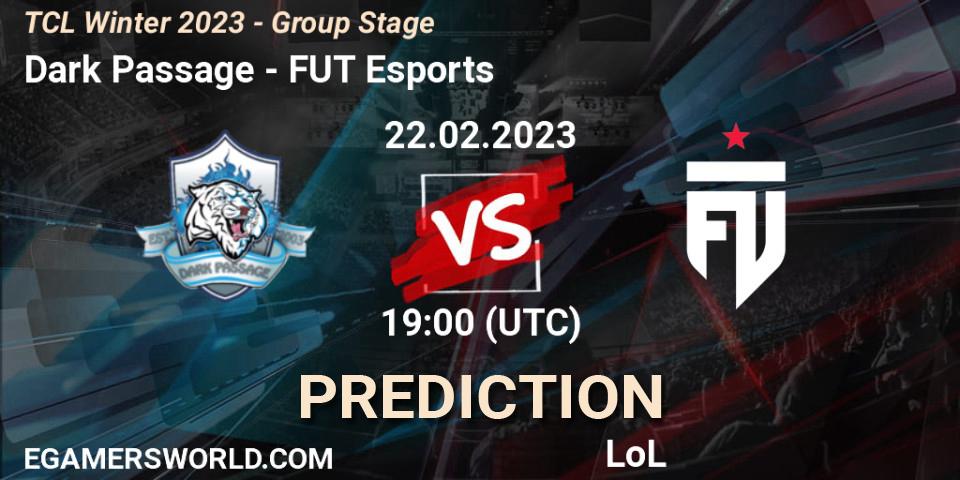 Dark Passage vs FUT Esports: Betting TIp, Match Prediction. 04.03.23. LoL, TCL Winter 2023 - Group Stage