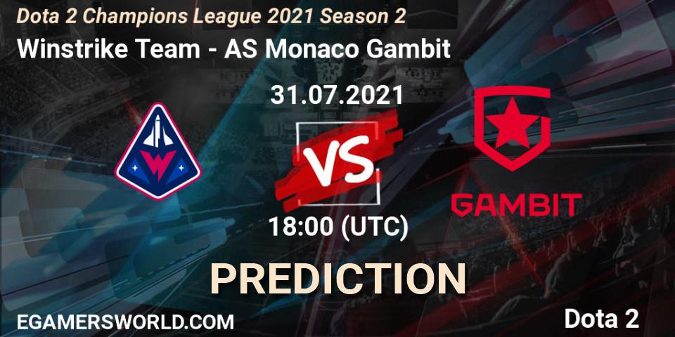 Winstrike Team vs AS Monaco Gambit: Betting TIp, Match Prediction. 22.07.21. Dota 2, Dota 2 Champions League 2021 Season 2