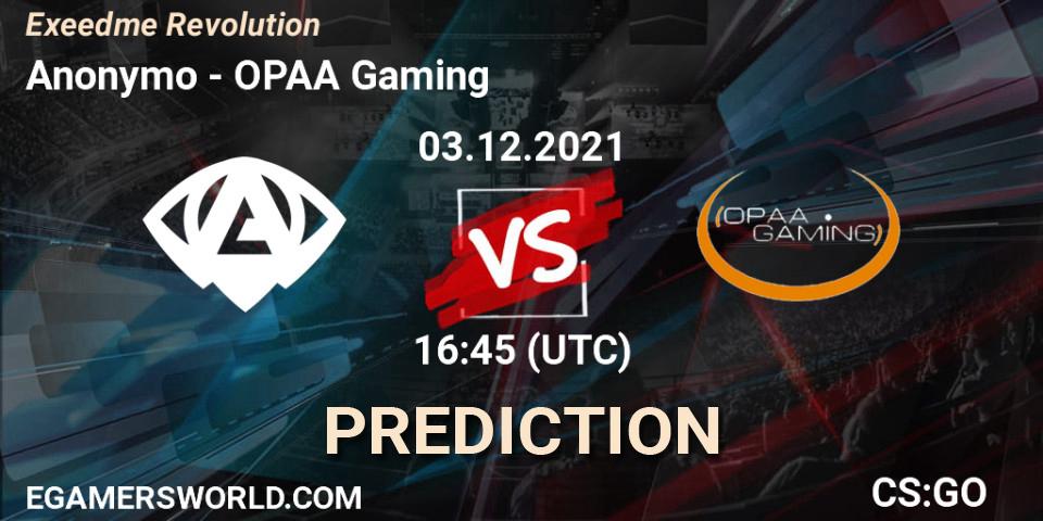 Anonymo vs OPAA Gaming: Betting TIp, Match Prediction. 03.12.21. CS2 (CS:GO), Exeedme Revolution