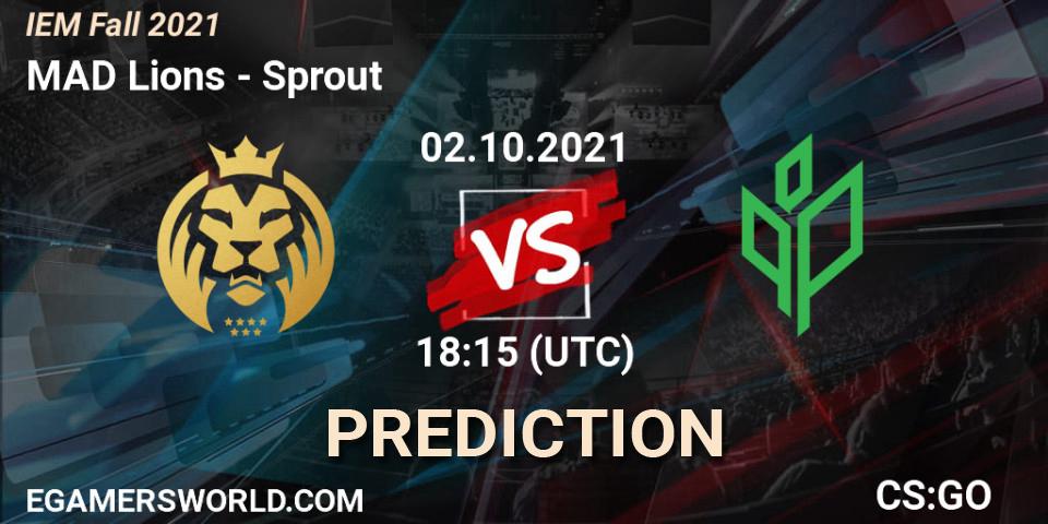 MAD Lions vs Sprout: Betting TIp, Match Prediction. 02.10.2021 at 18:30. Counter-Strike (CS2), IEM Fall 2021: Europe RMR