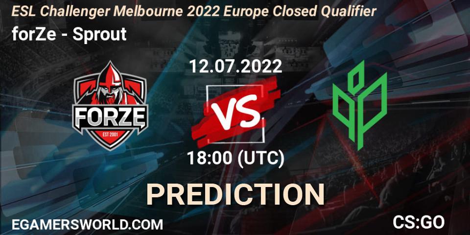 forZe vs Sprout: Betting TIp, Match Prediction. 12.07.2022 at 18:00. Counter-Strike (CS2), ESL Challenger Melbourne 2022 Europe Closed Qualifier