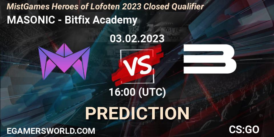 MASONIC vs Bitfix Academy: Betting TIp, Match Prediction. 03.02.23. CS2 (CS:GO), MistGames Heroes of Lofoten: Closed Qualifier