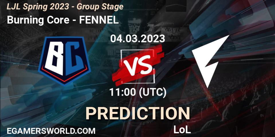 Burning Core vs FENNEL: Betting TIp, Match Prediction. 04.03.23. LoL, LJL Spring 2023 - Group Stage