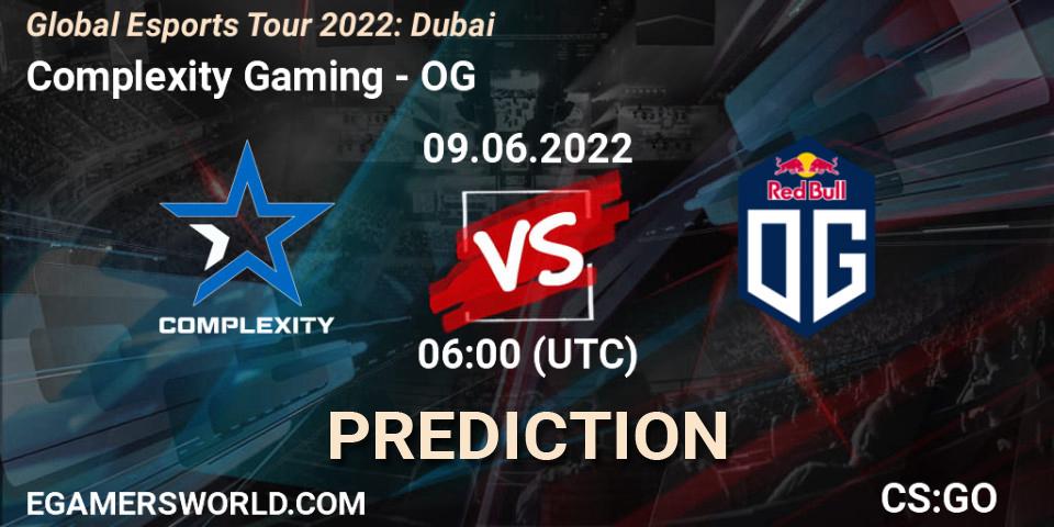 Complexity Gaming vs OG: Betting TIp, Match Prediction. 09.06.2022 at 06:00. Counter-Strike (CS2), Global Esports Tour 2022: Dubai