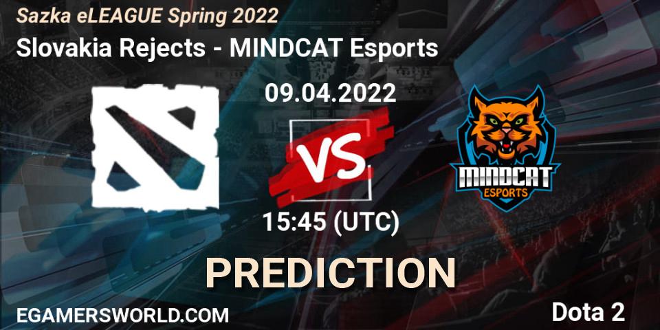 Slovakia Rejects vs MINDCAT Esports: Betting TIp, Match Prediction. 09.04.2022 at 16:00. Dota 2, Sazka eLEAGUE Spring 2022