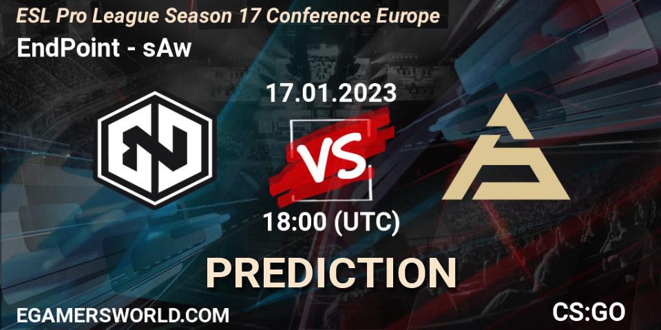 EndPoint vs sAw: Betting TIp, Match Prediction. 17.01.2023 at 18:00. Counter-Strike (CS2), ESL Pro League Season 17 Conference Europe