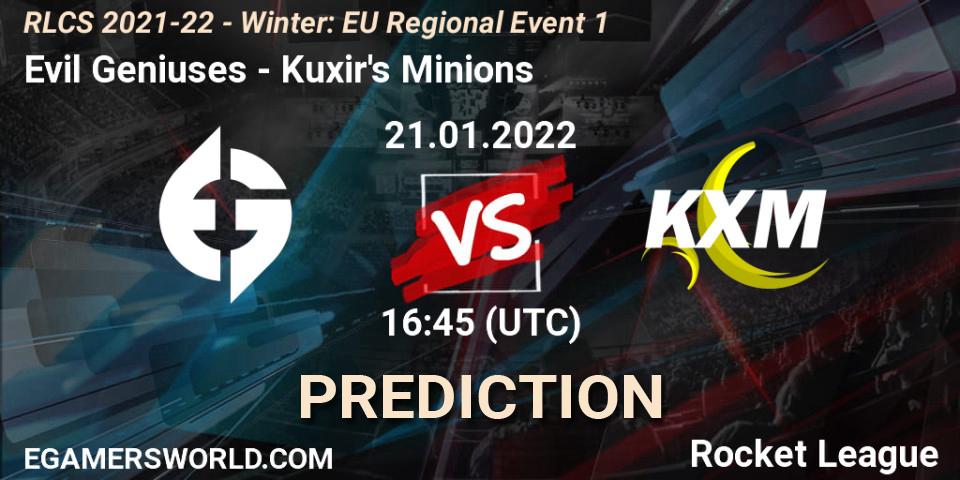 Evil Geniuses vs Kuxir's Minions: Betting TIp, Match Prediction. 21.01.22. Rocket League, RLCS 2021-22 - Winter: EU Regional Event 1