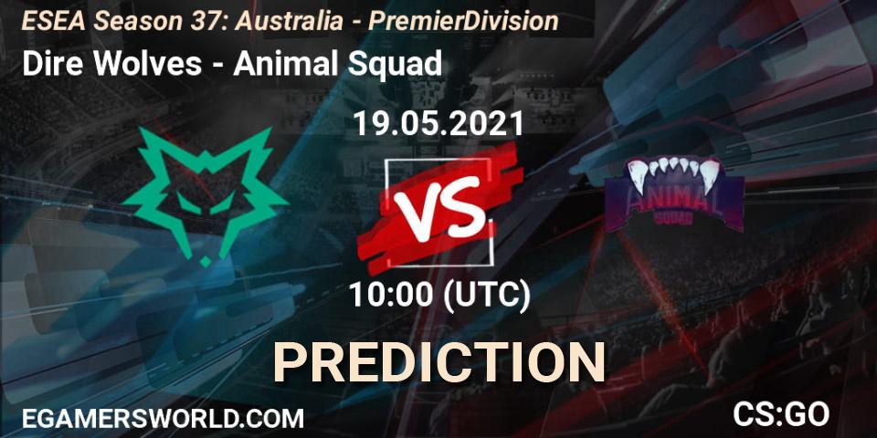 Dire Wolves vs Animal Squad: Betting TIp, Match Prediction. 19.05.2021 at 10:00. Counter-Strike (CS2), ESEA Season 37: Australia - Premier Division
