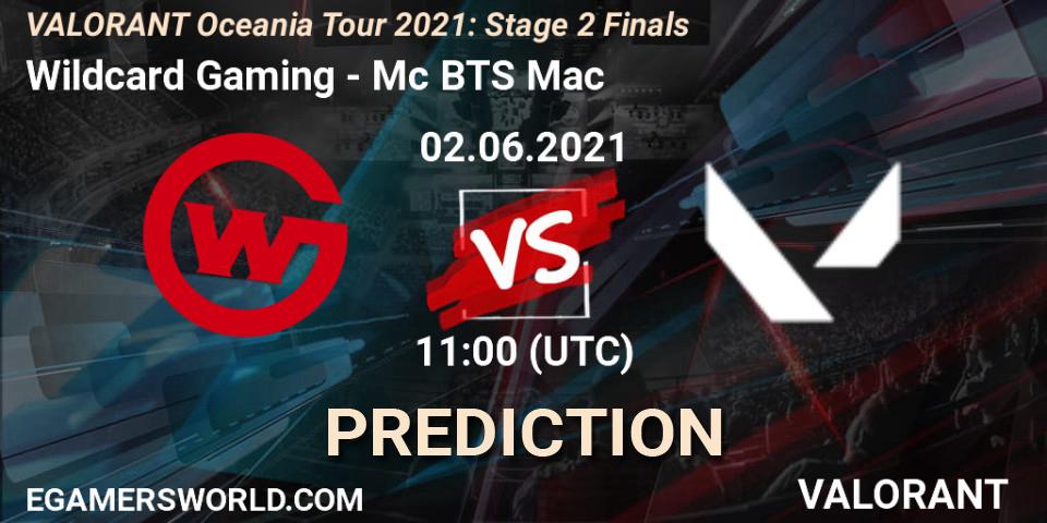 Wildcard Gaming vs Mc BTS Mac: Betting TIp, Match Prediction. 02.06.2021 at 11:00. VALORANT, VALORANT Oceania Tour 2021: Stage 2 Finals