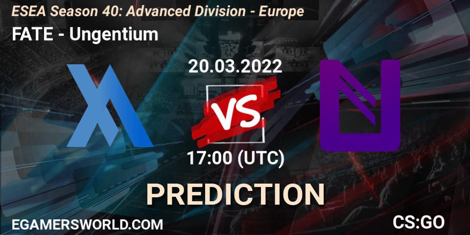 FATE vs Ungentium: Betting TIp, Match Prediction. 20.03.22. CS2 (CS:GO), ESEA Season 40: Advanced Division - Europe