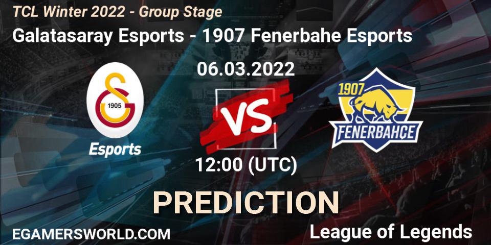 Galatasaray Esports vs 1907 Fenerbahçe Esports: Betting TIp, Match Prediction. 06.03.2022 at 12:00. LoL, TCL Winter 2022 - Group Stage
