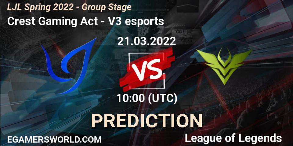 Crest Gaming Act vs V3 esports: Betting TIp, Match Prediction. 21.03.22. LoL, LJL Spring 2022 - Group Stage