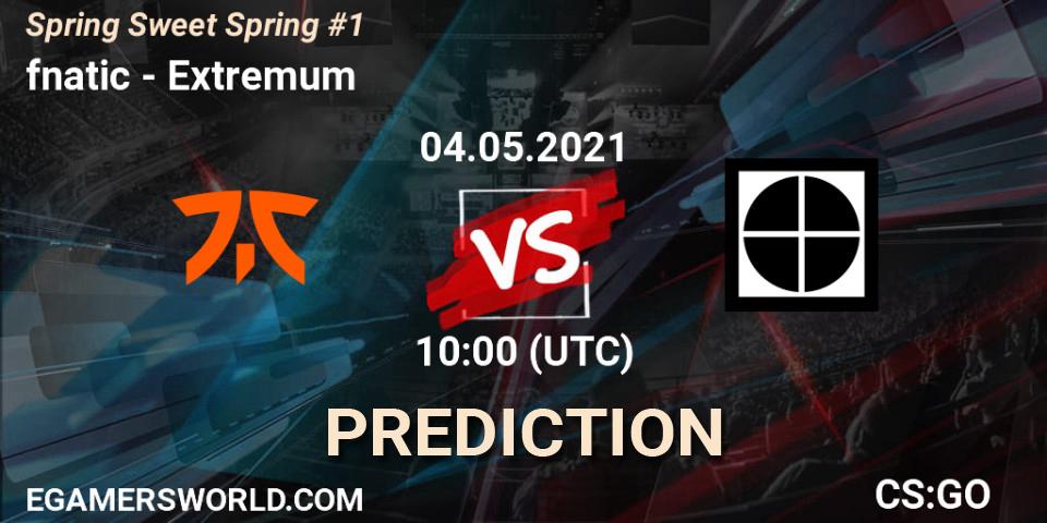 fnatic vs Extremum: Betting TIp, Match Prediction. 04.05.2021 at 10:00. Counter-Strike (CS2), Spring Sweet Spring #1