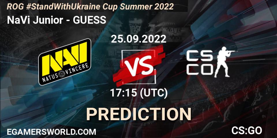 NaVi Junior vs GUESS: Betting TIp, Match Prediction. 25.09.2022 at 17:15. Counter-Strike (CS2), ROG #StandWithUkraine Cup Summer 2022