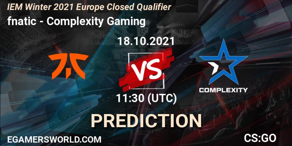 fnatic vs Complexity Gaming: Betting TIp, Match Prediction. 18.10.21. CS2 (CS:GO), IEM Winter 2021 Europe Closed Qualifier