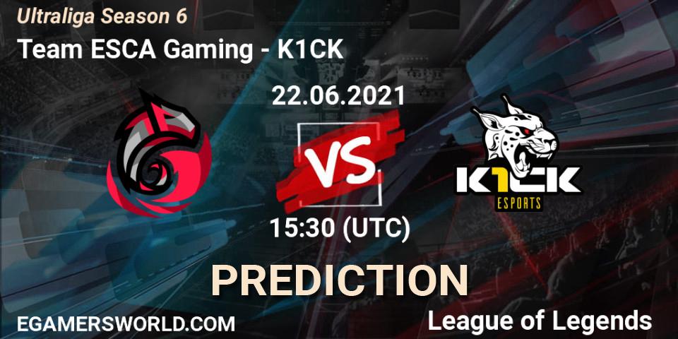 Team ESCA Gaming vs K1CK: Betting TIp, Match Prediction. 22.06.2021 at 15:30. LoL, Ultraliga Season 6