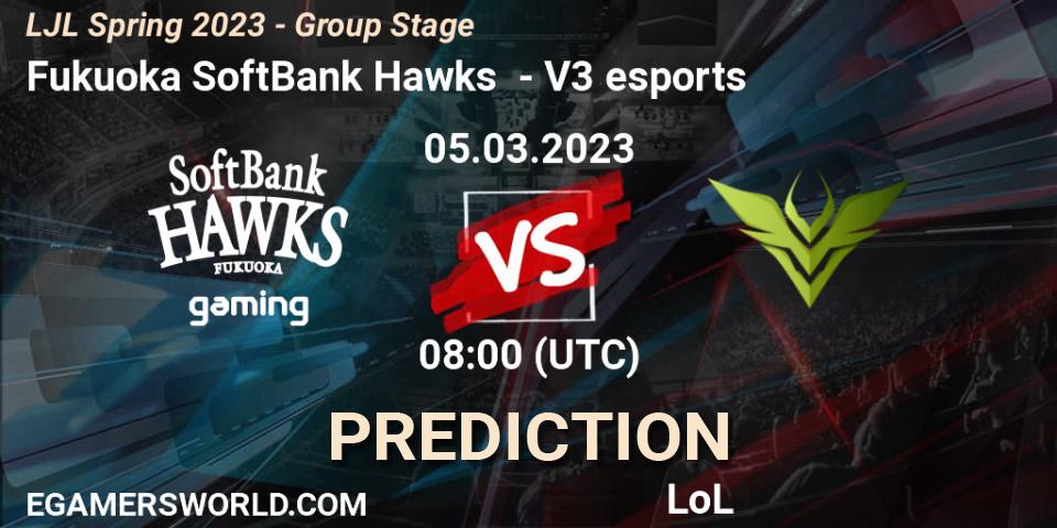 Fukuoka SoftBank Hawks vs V3 esports: Betting TIp, Match Prediction. 05.03.23. LoL, LJL Spring 2023 - Group Stage