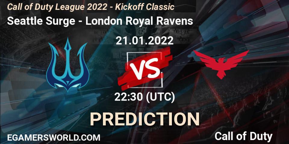 Seattle Surge vs London Royal Ravens: Betting TIp, Match Prediction. 21.01.2022 at 22:30. Call of Duty, Call of Duty League 2022 - Kickoff Classic
