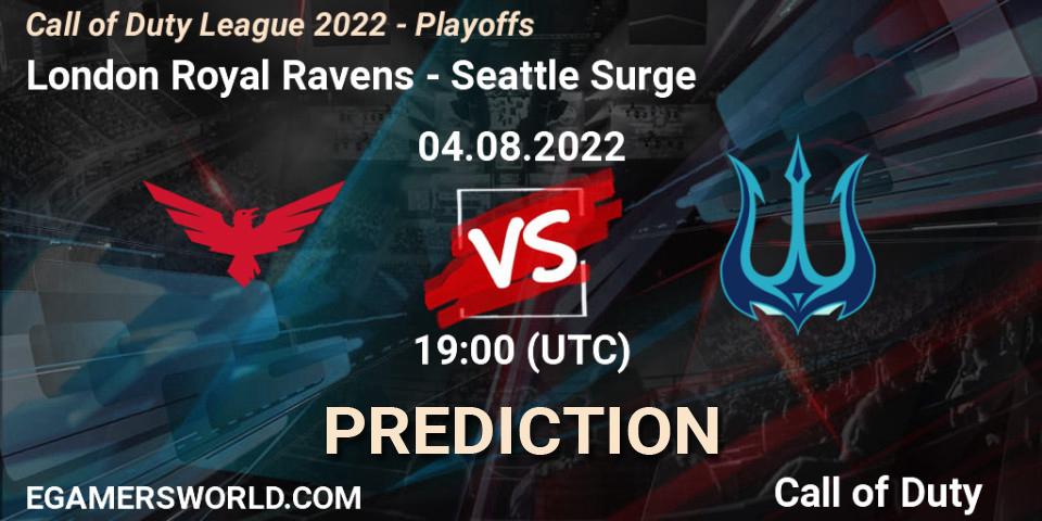 London Royal Ravens vs Seattle Surge: Betting TIp, Match Prediction. 04.08.2022 at 19:00. Call of Duty, Call of Duty League 2022 - Playoffs