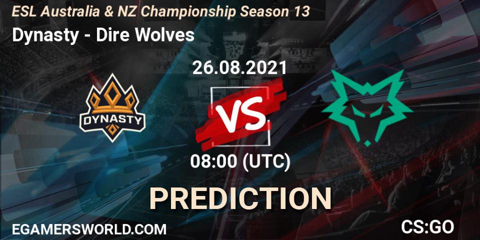 Dynasty vs Dire Wolves: Betting TIp, Match Prediction. 26.08.21. CS2 (CS:GO), ESL Australia & NZ Championship Season 13